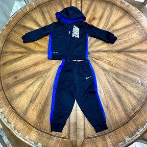 EUC Nike Navy Dri-FIT Baby Tracksuit—Zip Up Hoodie & Sweatpants—Size 24 months